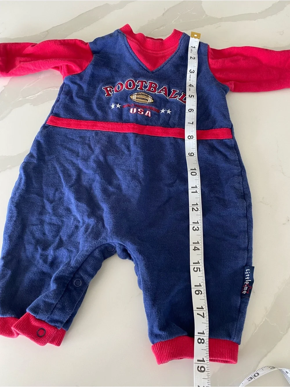 VTG 80’s 90’s Little Me 6 Months USA 100% cotton Football Embroidered Romper - Picture 8 of 10